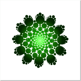 green dotted mandala Posters and Art